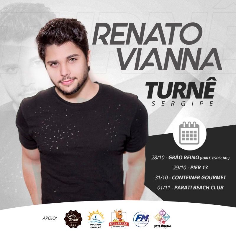 Campeão do The Voice Brasil, Renato Vianna faz turnê em Sergipe nesta semana